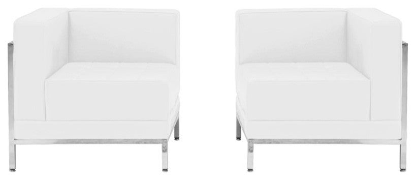 Hercules Imagination Series Melrose White Leather 2-Piece Corner Chair Set