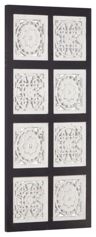 Vidaxl Hand-Carved Wall Panel Mdf 15.7"x31.5"x0.6" Black And White