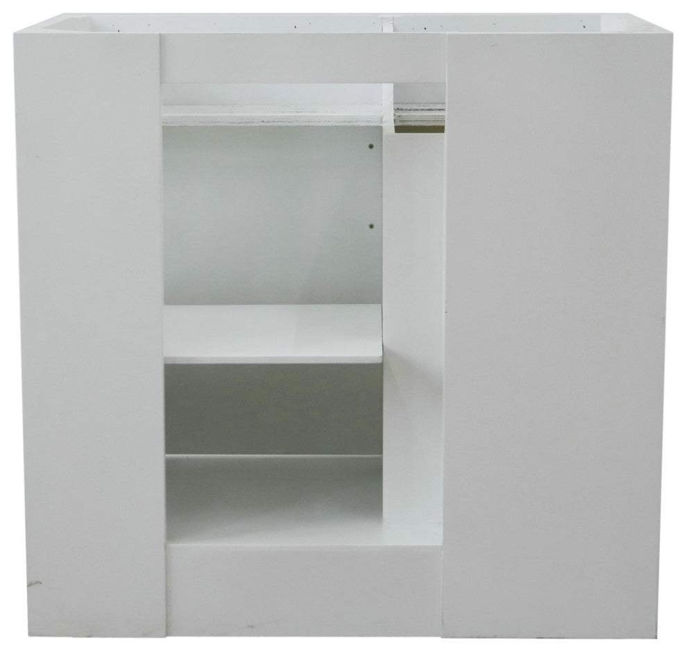 37" Single Sink Vanity, White Finish With Gray Granite
