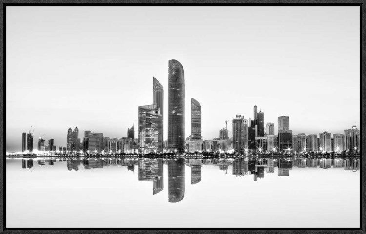 "Abu Dhabi Urban Reflection" Framed Canvas Giclee by Akhter Hasan, 23x15"