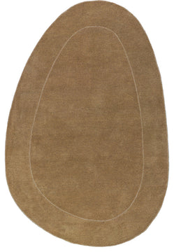 Frenshe Interiors x RugsUSA Venace Abstract Wool Rug, Brown 4' x 6' Shaped