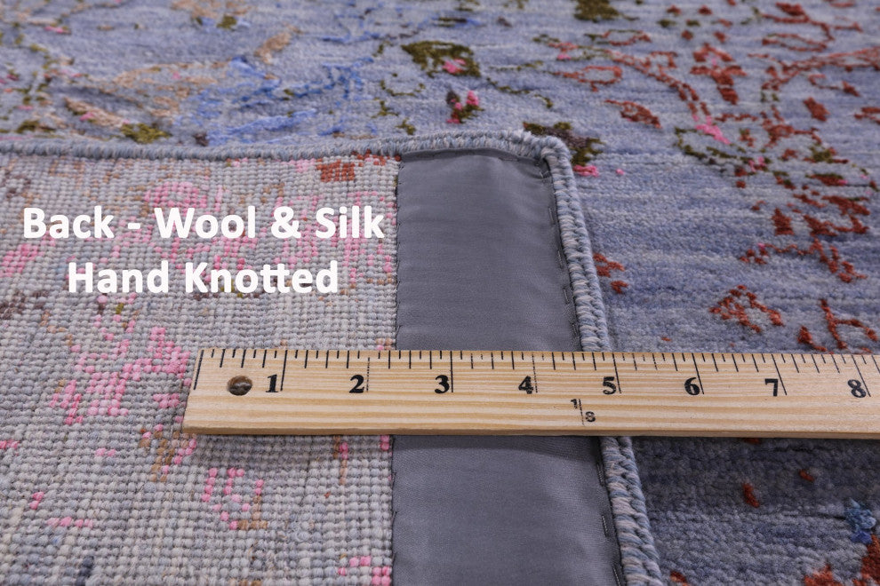 7' 11" X 10' 5" Wool and Silk Modern Handmade Rug Q9260