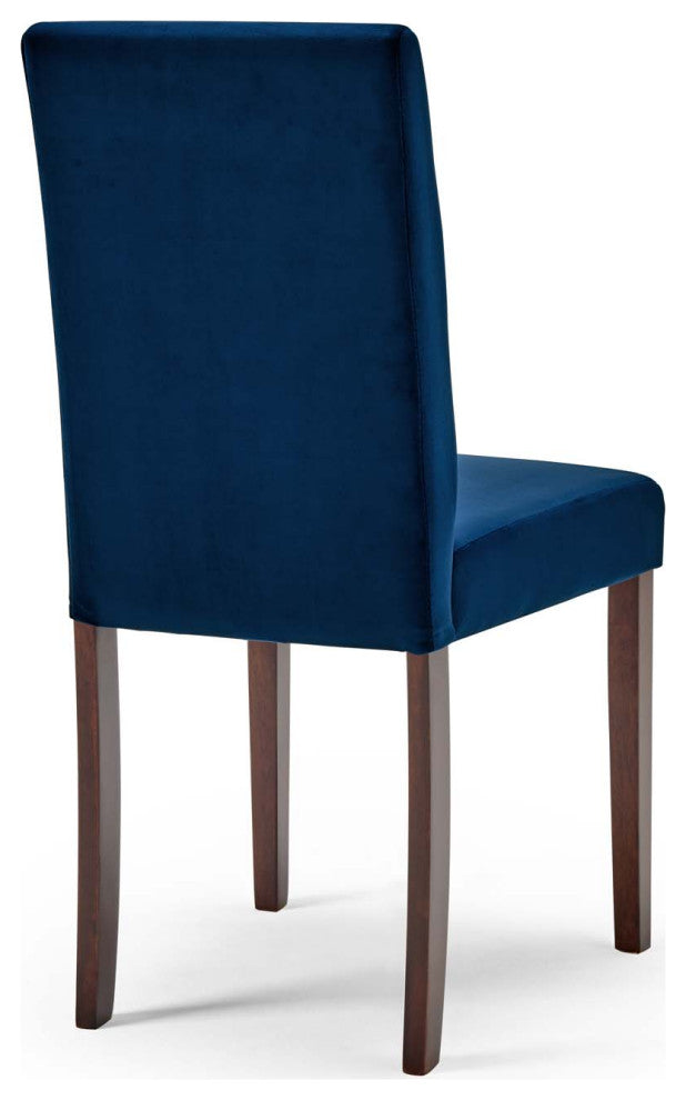Side Dining Chair and Table Set, Velvet, Drak Brown Blue Navy, Modern, Bistro