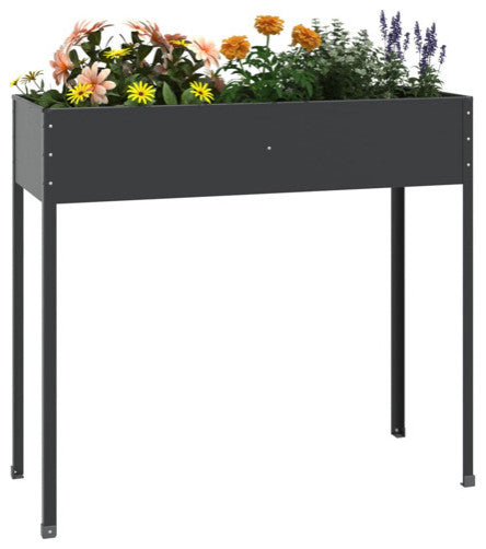 vidaXL Planter Stand Outdoor Raised Garden Bed Anthracite Galvanized Steel