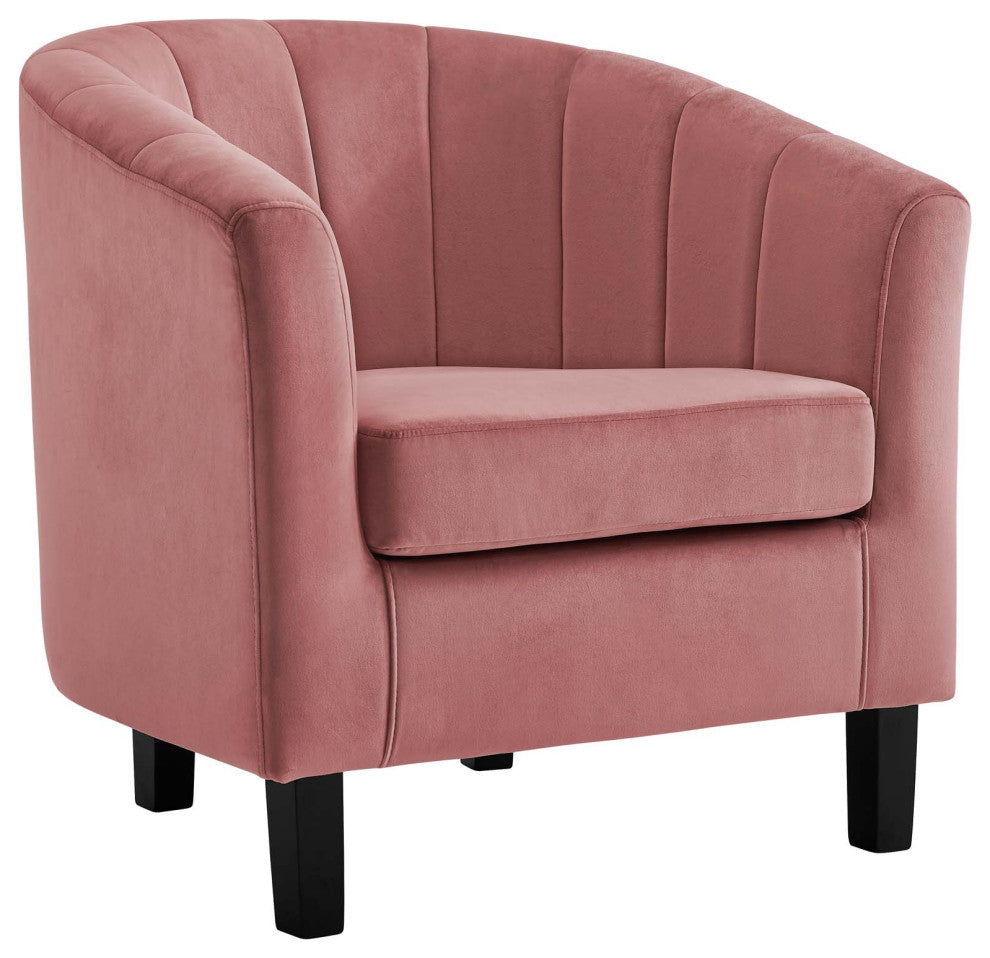 Dusty Rose Prospect Channel Tufted Performance Velvet Armchair