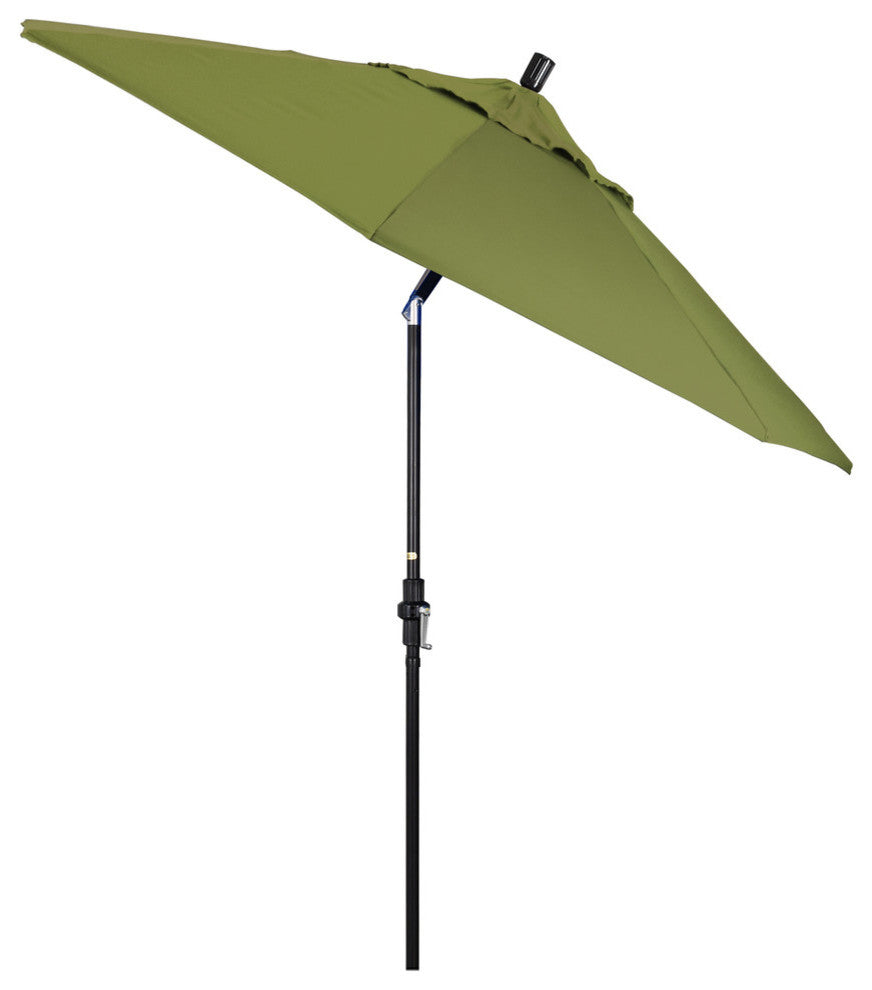 9' Matted Black Collar Tilt Lift Fiberglass Rib Aluminum Umbrella, Pacifica, Palm