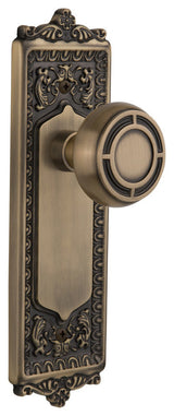 Egg & Dart Plate Passage Mission Knob, Antique Brass