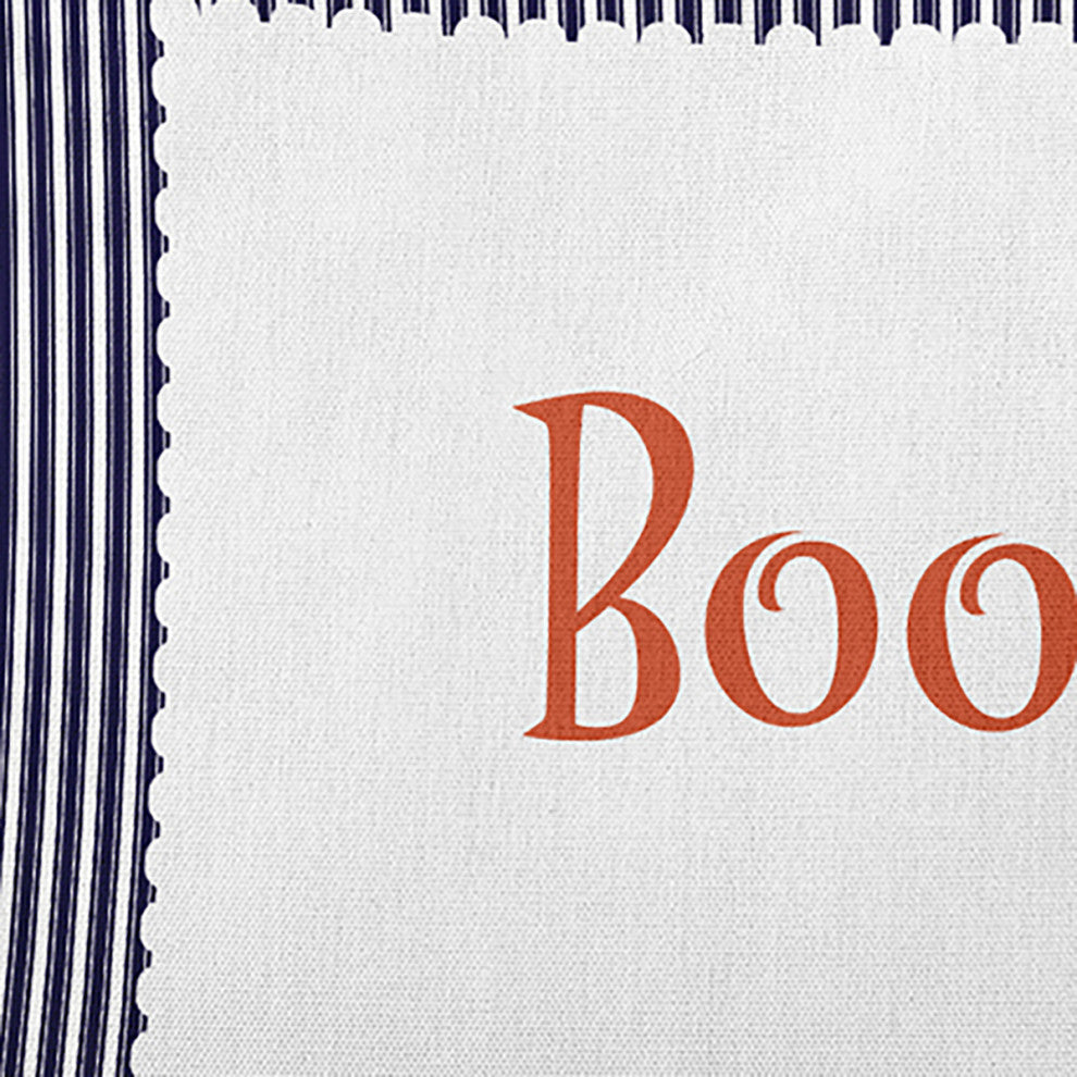 Halloween Boo Ticking Accent Pillow, Navy, 26"x26"