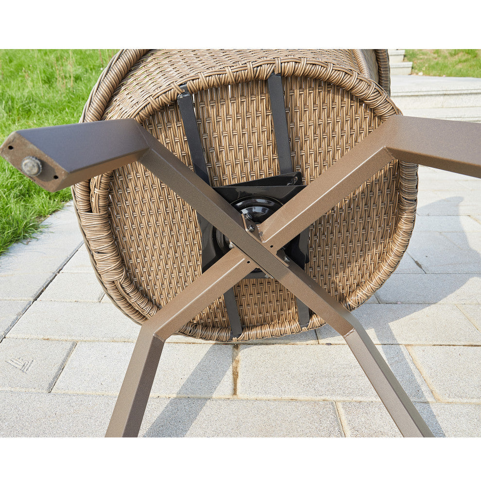 2 Pieces Patio Furniture Sets Outdoor Rotatable Chair Rattan Chair Set, Grey