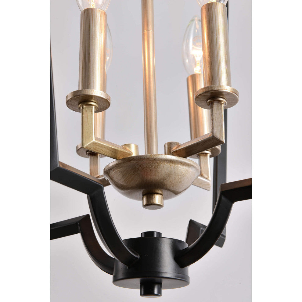 Iris Black and Light Gold With Bronze Lantern Chandelier
