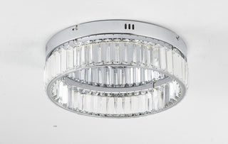 1-Light Chrome Dimmable LED Flush Mount With Clear Crystals