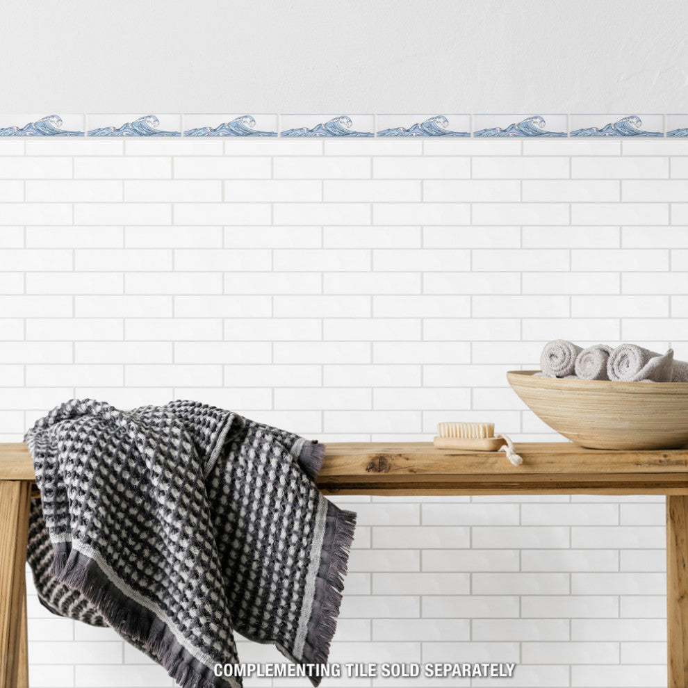 Captain Kanagawa Wave Glacier Blue Ceramic Wall Trim