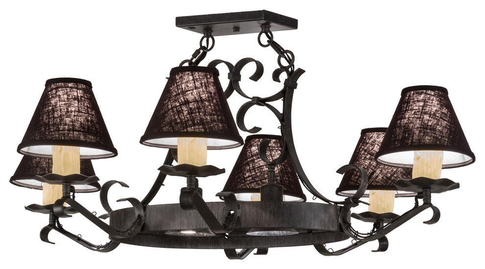 40 Long Handforged Oval 6 Light Chandelier