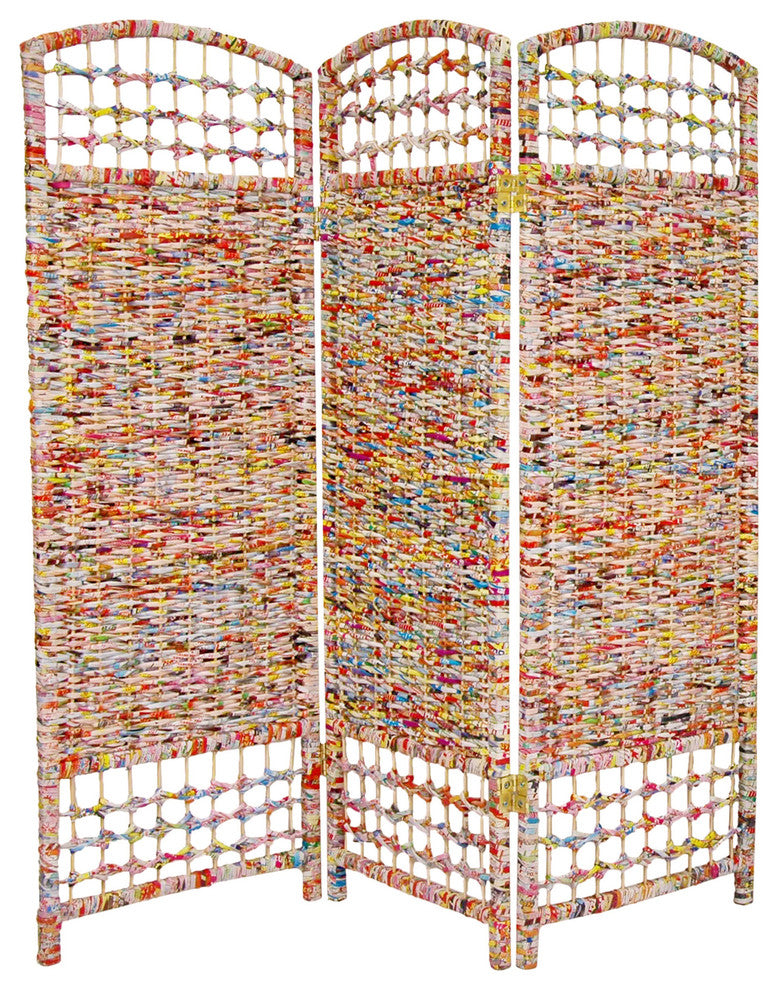 4' Tall Recycled Magazine Room Divider, 3 Panels