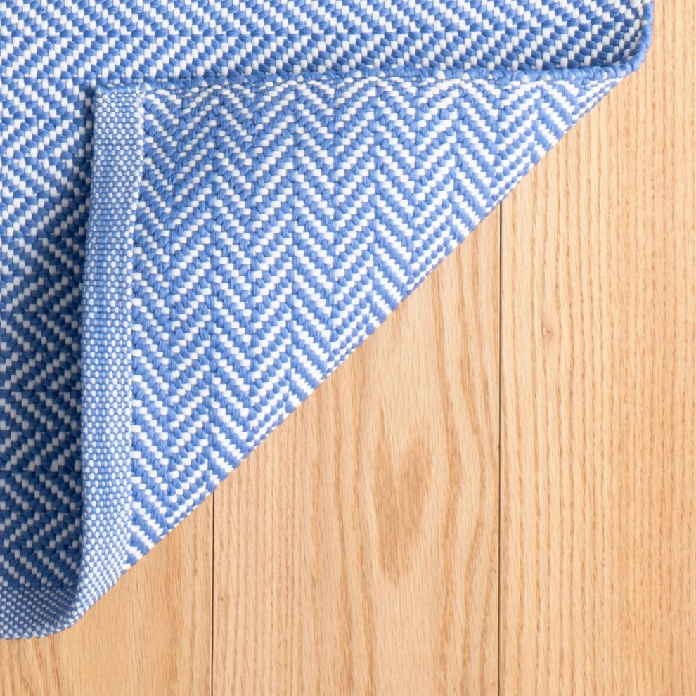 Dash & Albert Herringbone French Blue/White Indoor/Outdoor Rug, Blue, 5' x 8'