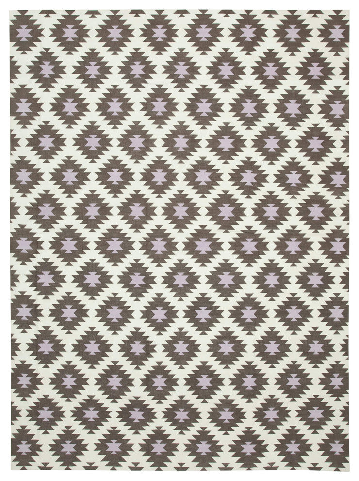 Rug N Carpet - Handmade Wool 9' 9'' x 13' 4'' Geometric Dhurrie Kilim Rug