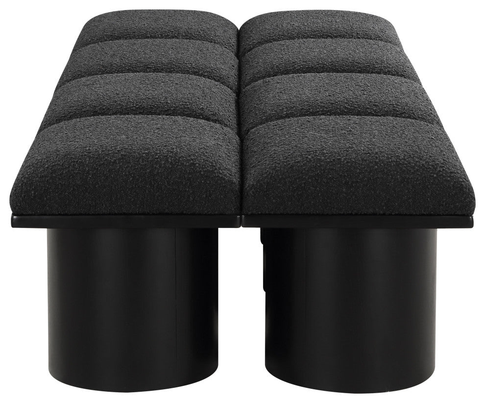 Pavilion Boucle Fabric Upholstered 8-Piece Modular Bench, Black, Black Finish
