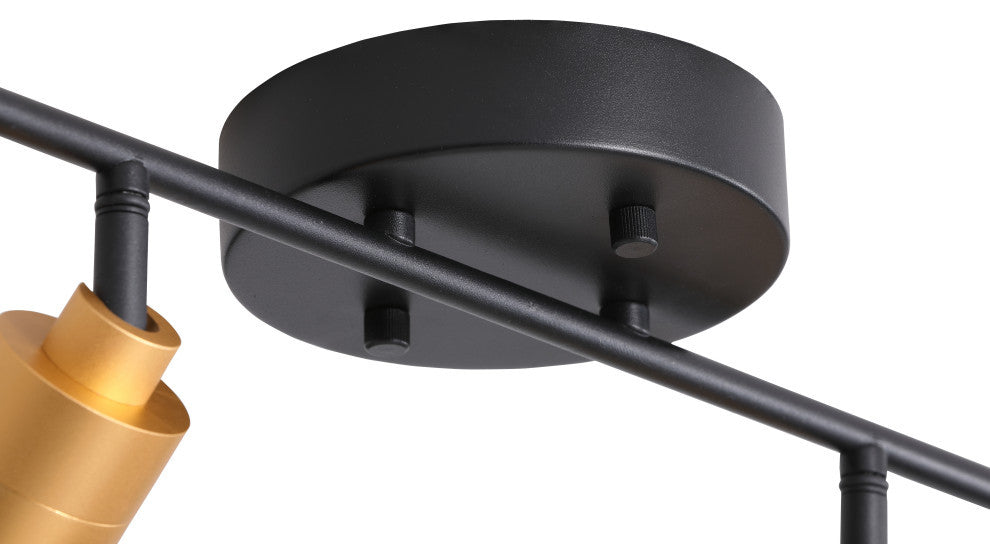 Vidalite Shura 4 Head LED Flush Mount FIxed Track Light, Brass/Black