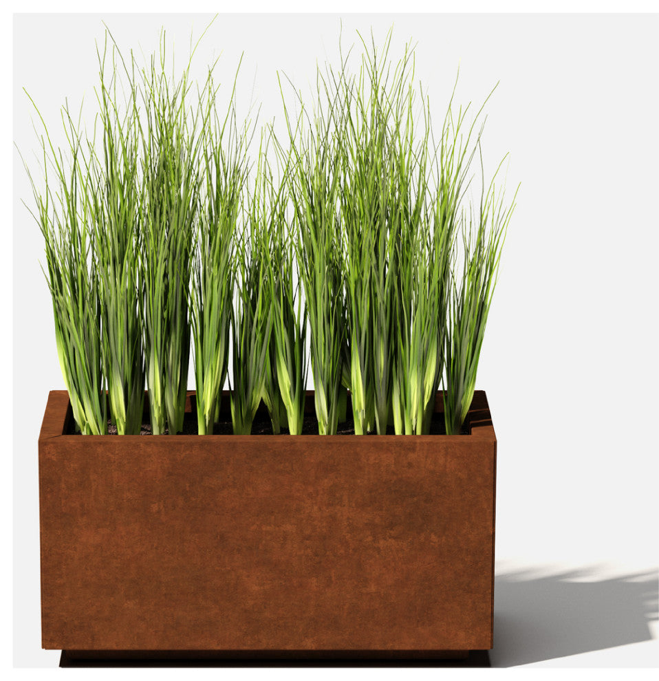 Metallic Series Corten Steel Long Box Planter, Small