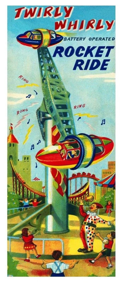 "Twirly Whirly Rocket Ride" Digital Paper Print by Retrorocket, 14"x32"