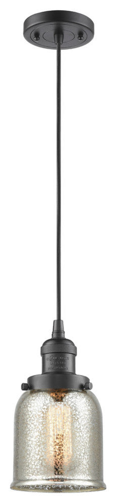 1-Light Small Bell 5" Pendant, Oil Rubbed Bronze, Glass: Silver Mercury
