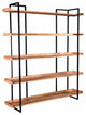 Benzara BM286429 Wide Bookshelf, Reclaimed Mango Wood Shelves, Black Metal Frame
