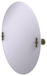 Frameless Oval Beveled Edge Tilt Mirror, Antique Brass