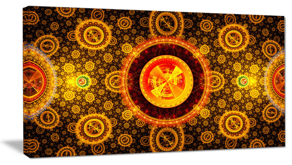 Golden Psychedelic Relaxing Art, Abstract Canvas Art Print, 32x16