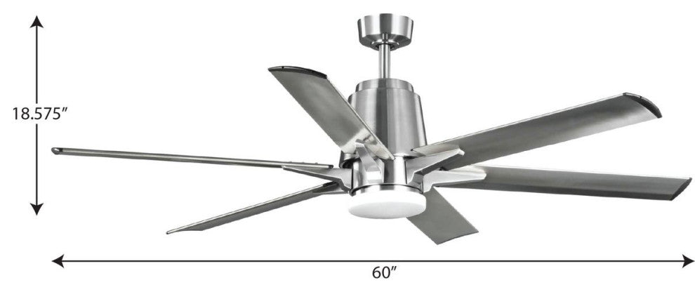 Arlo Collection 60" Indoor/Outdoor 6-Blade Brushed Nickel Ceiling Fan