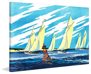 "Yellow Sailboats" Painting Print on Wrapped Canvas