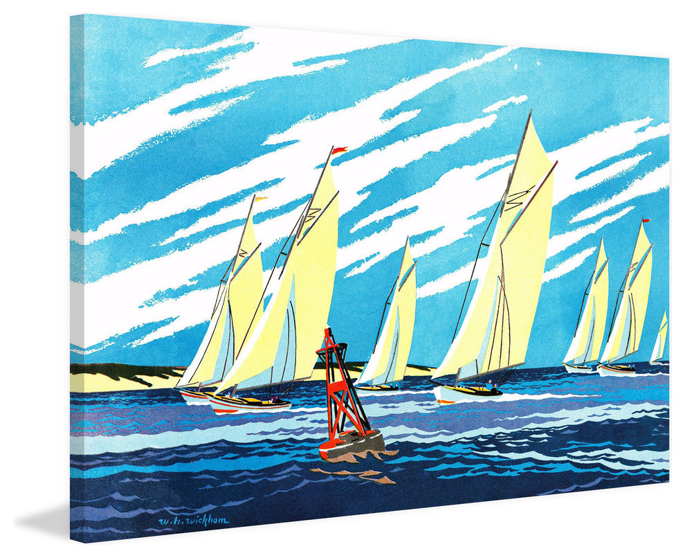 "Yellow Sailboats" Painting Print on Wrapped Canvas