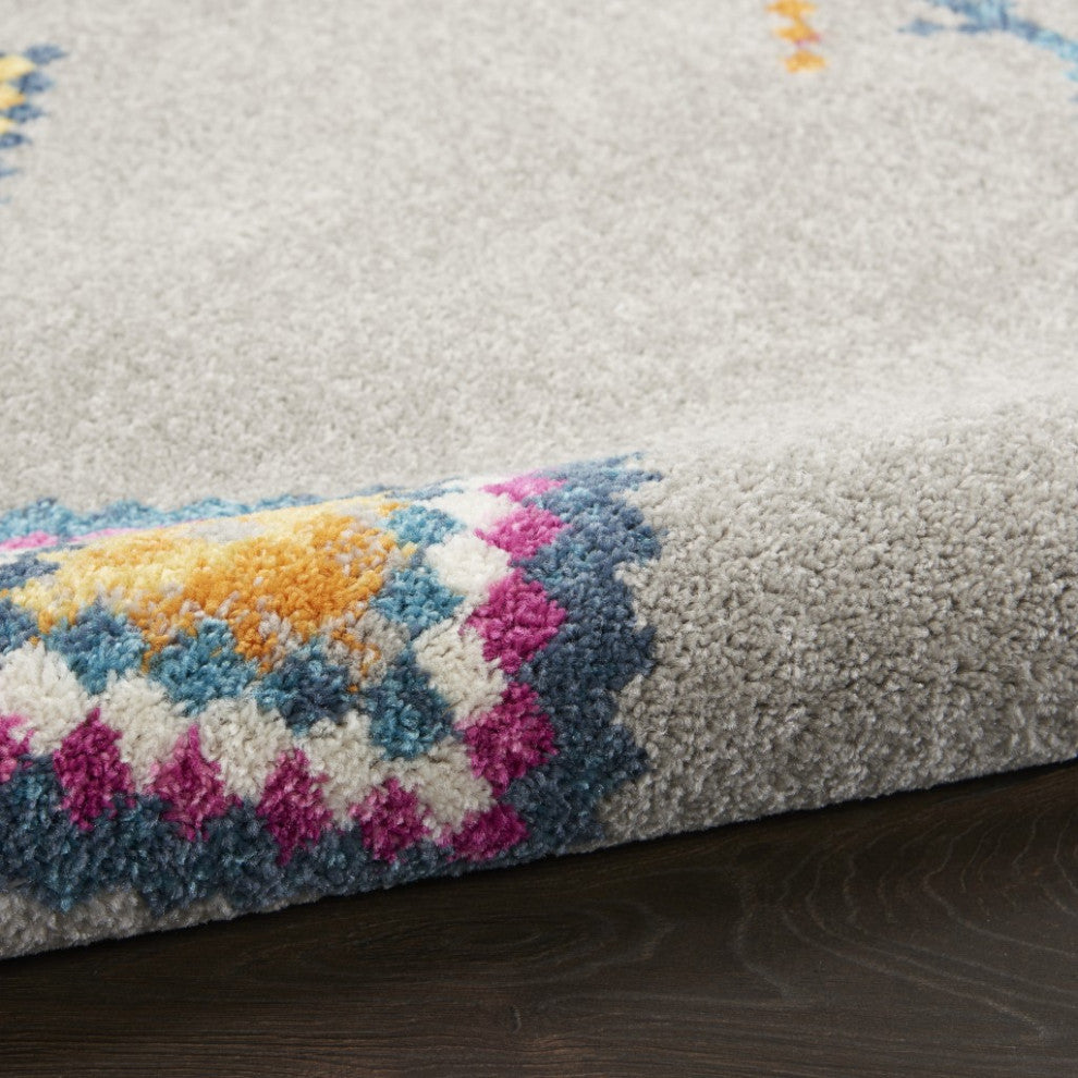 8" x 10" Gray and Multicolor Geometric Area Rug