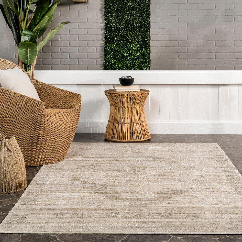 Nuloom Lotus Vintage Machine Washable Indoor/Outdoor Area Rug, Beige 4'x6'