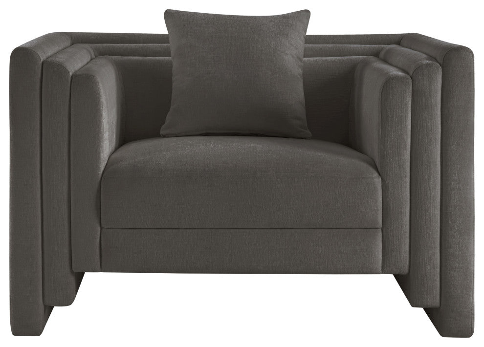 Everett Upholstered Chair, Grey, Chenille Fabric