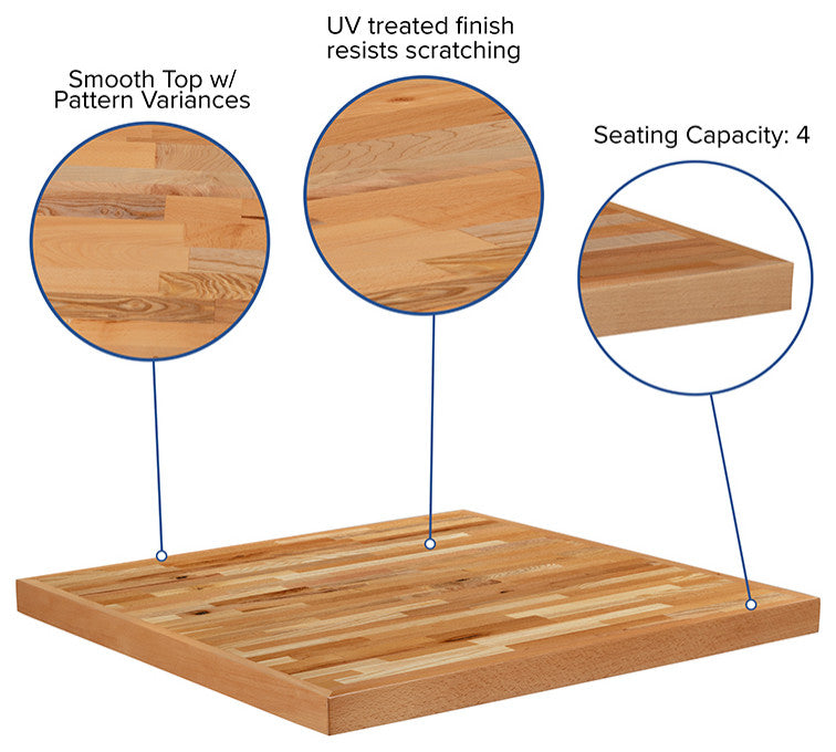 Square Butcher Block Style Table Top, 30"