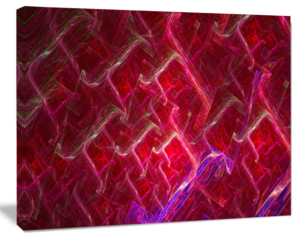 Red Fractal Electric Lightning, Abstract Art on Canvas, 20x12