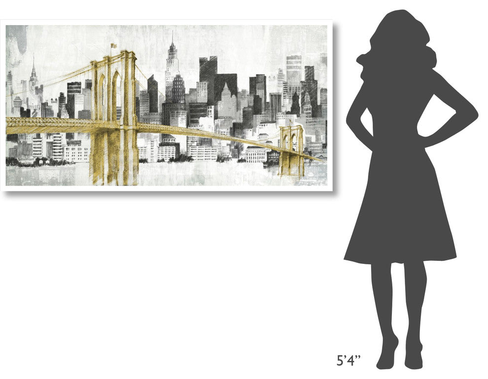 "New York Skyline I Yellow Bridge no Words" Print by Avery Tillmon, 62"x32"