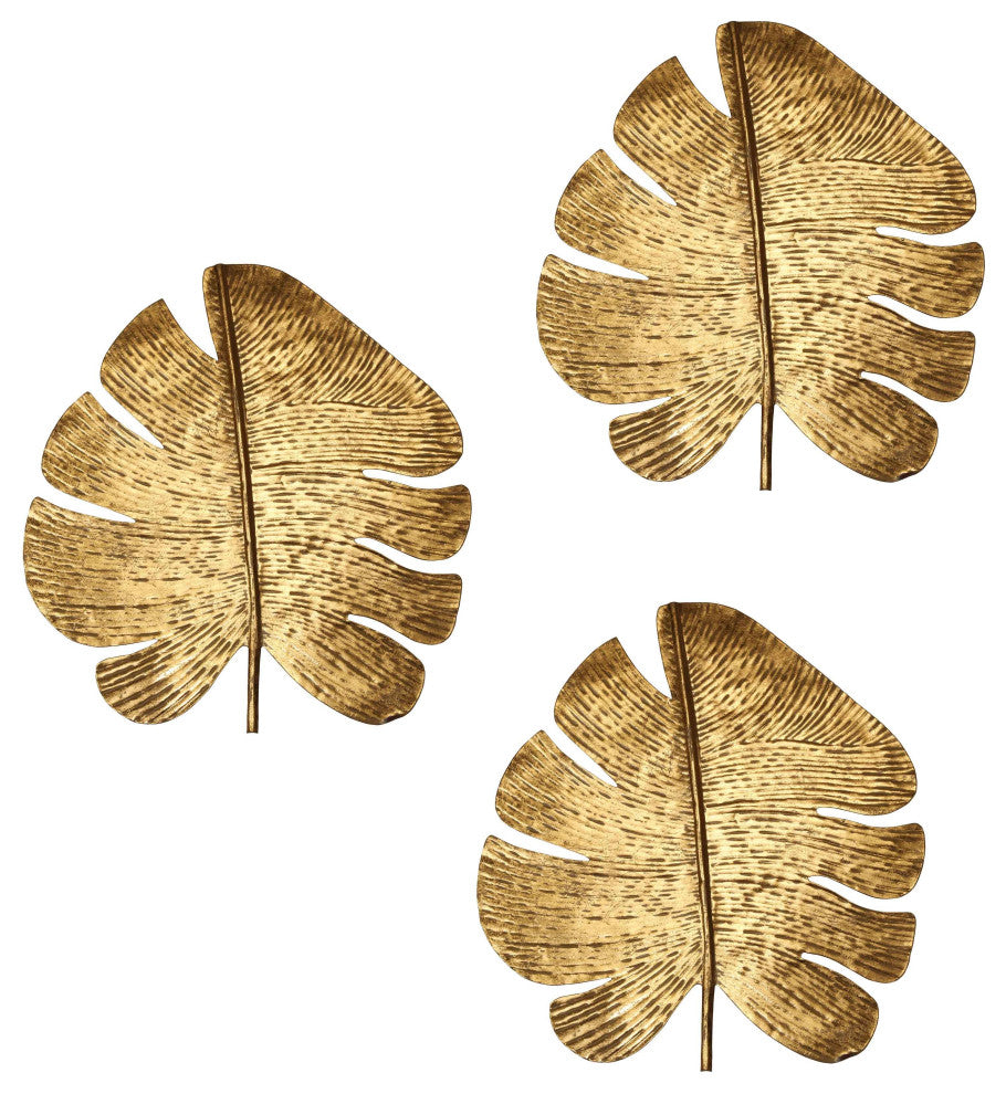 Gold Leaf Wall Art, 3-Piece Set