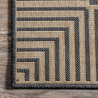 Nuloom Historia Striped Outdoor Area Rug, Dark Grey 4'x6'