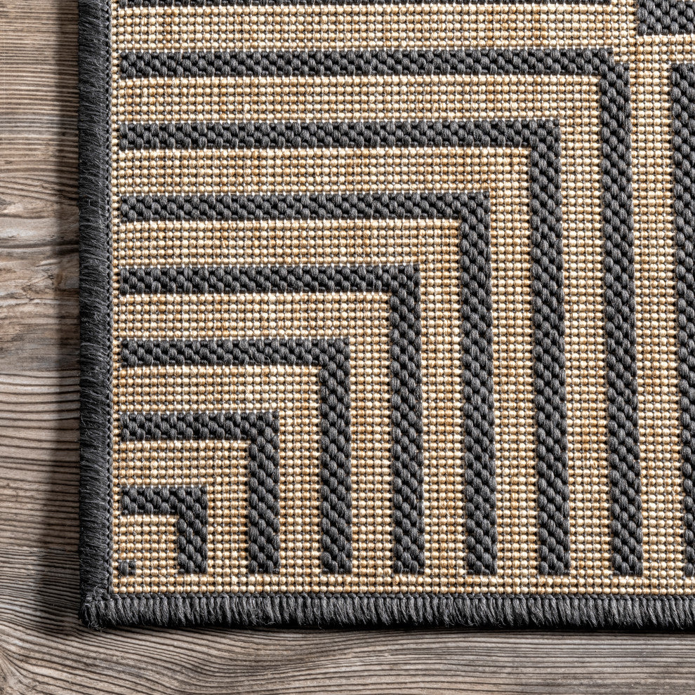 Nuloom Historia Striped Outdoor Area Rug, Dark Grey 4'x6'