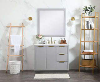 42" Single Bathroom Vanity, Gray, With Backsplash