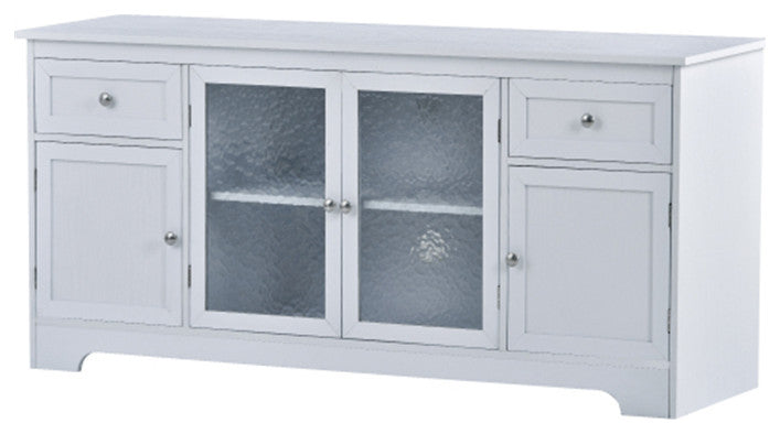 65 inch TV stand with 4 doors adjustable panels cabinet with white finish