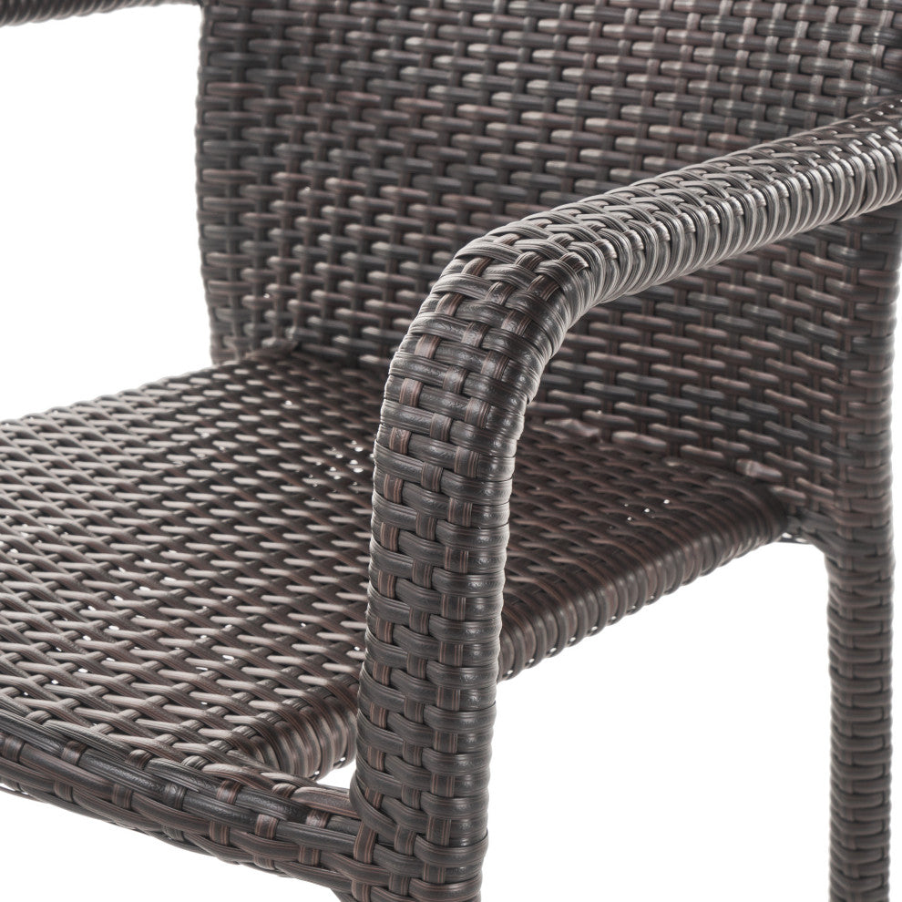 GDF Studio Dylan Outdoor Wicker Armed Aluminum Framed Stack Chairs, Set of 2, Mu
