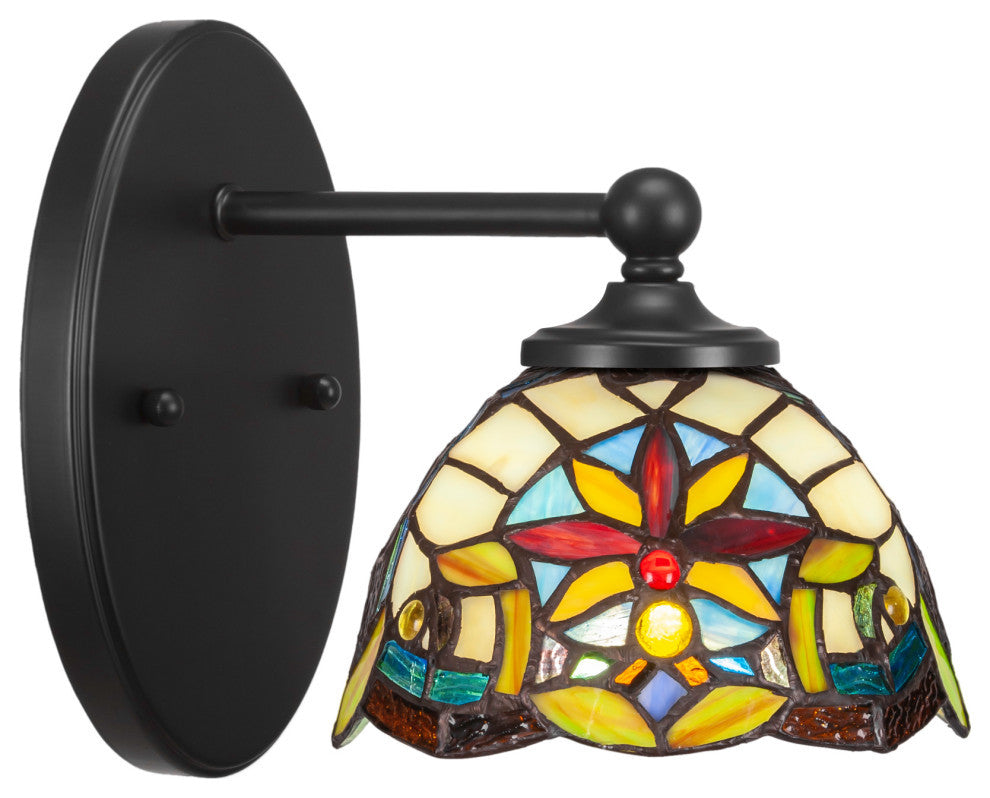 Capri 1-Light Wall Sconce, Matte Black/Earth Star Art