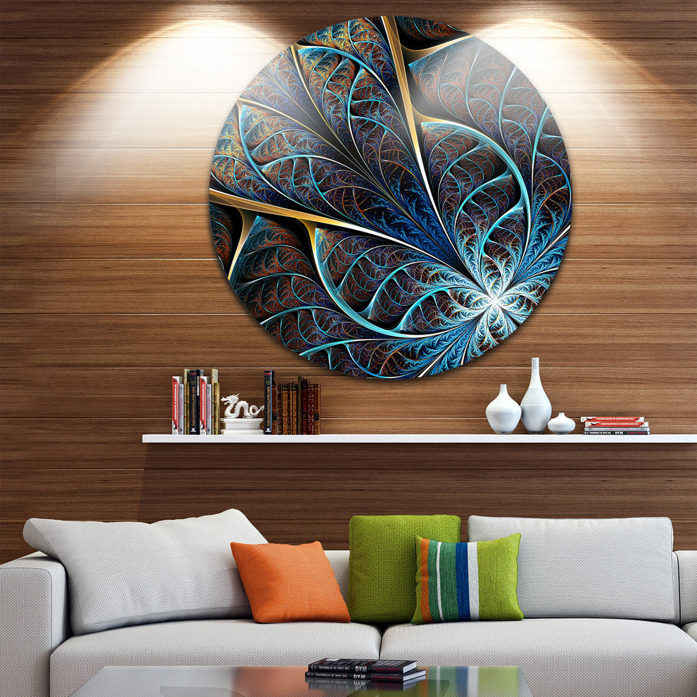 Abstract Brown Fractal Flower, Floral Digital Art Round Wall Art, 11"
