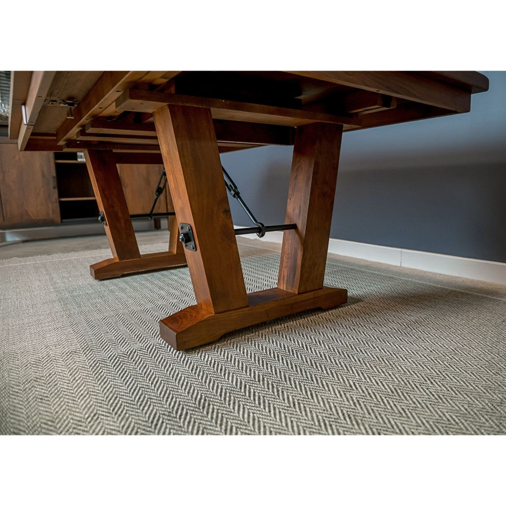 Holbrooke Extendable Rustic Cherry Dining Table, 54x108, 3 Middle Leaves