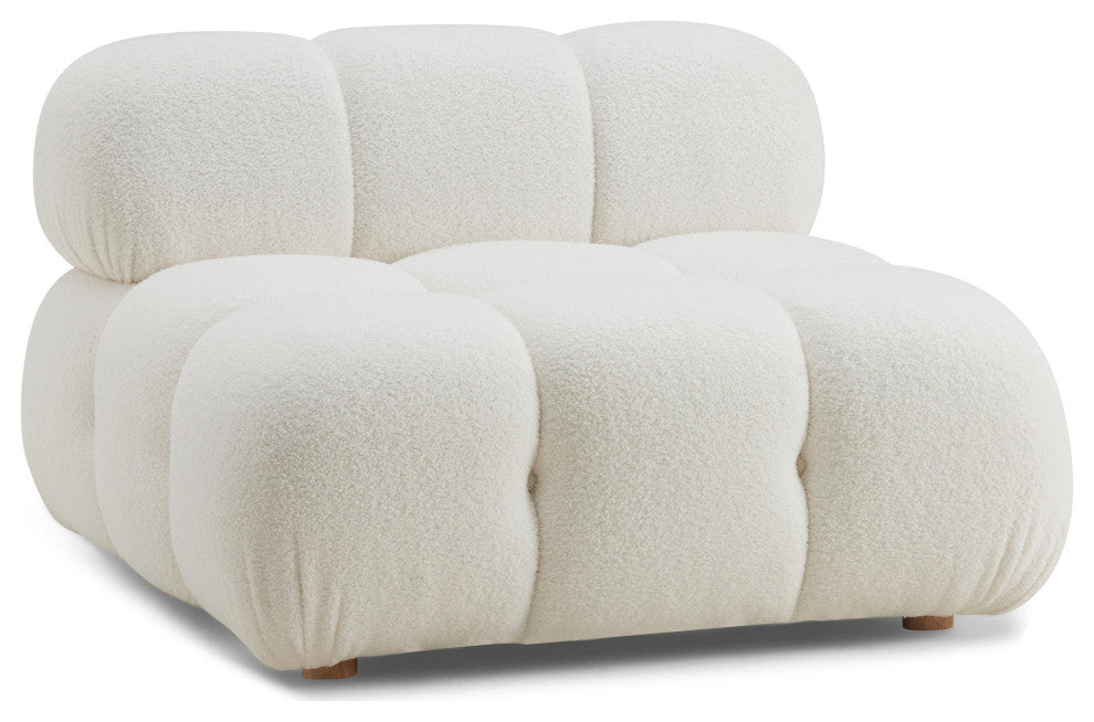 Calliope Cream Vegan Shearling Modular Armless Chair Cream