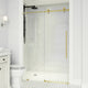 VIGO Elan E-Class 48" to 52" W x 76" H Frameless Sliding Shower Door, Matte Gold, Clear Glass