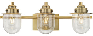 Northlake Collection Three-Light Vintage Brass Clear Glass Bath Light