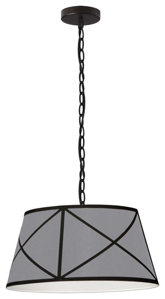 Gray & Black Transitional Pendant With Matte Black Metal